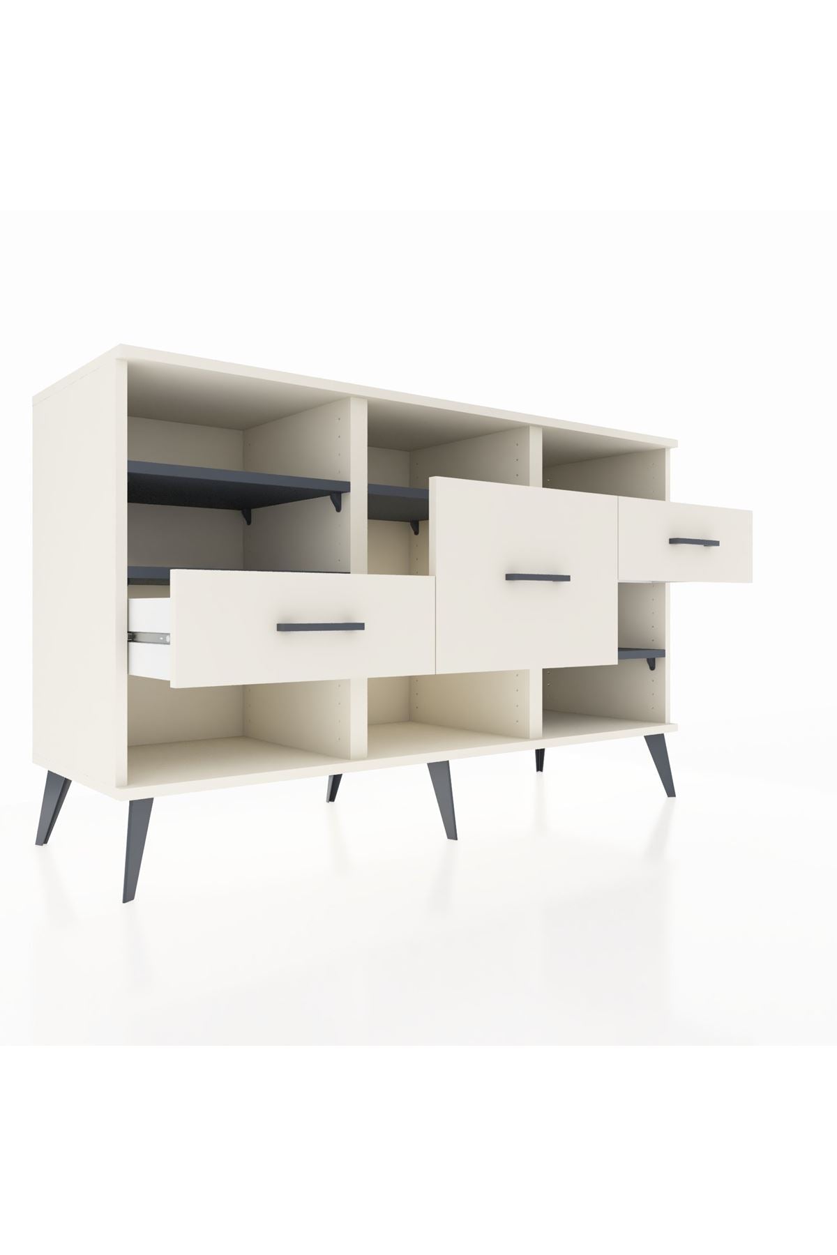 Kronos Konsol 5 Raflı 3 Çekmeceli 132x59x83 - S606M004V07C