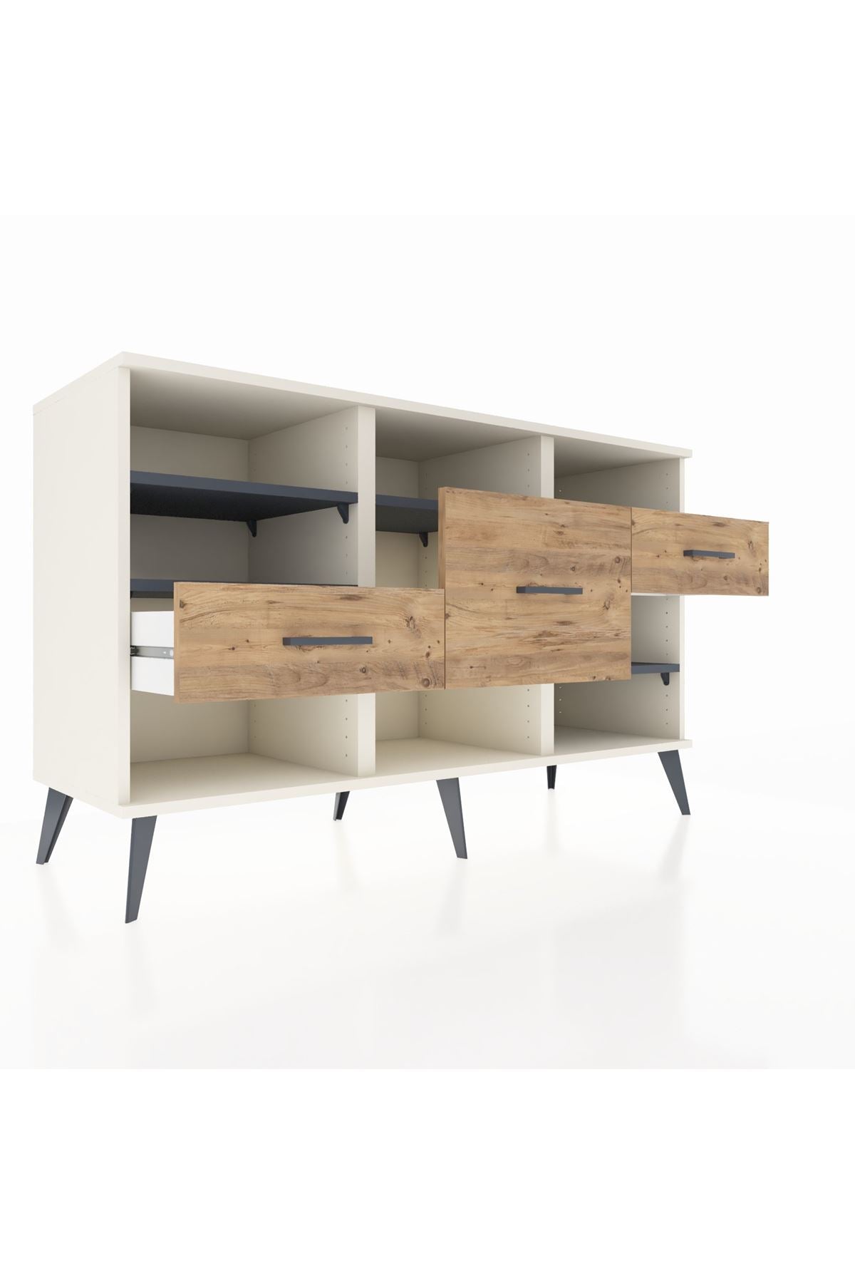 Kronos Konsol 5 Raflı 3 Çekmeceli 132x59x83 - S606M004V09C