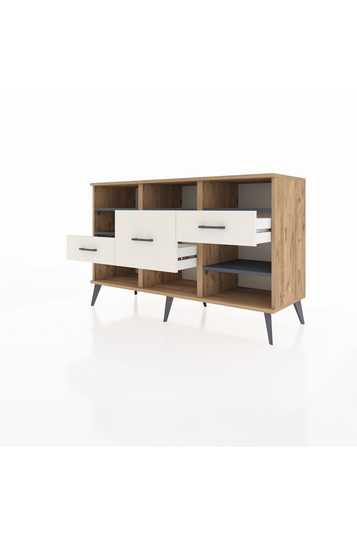 Kronos Konsol 5 Raflı 3 Çekmeceli 132x59x83 - S606M004V25C