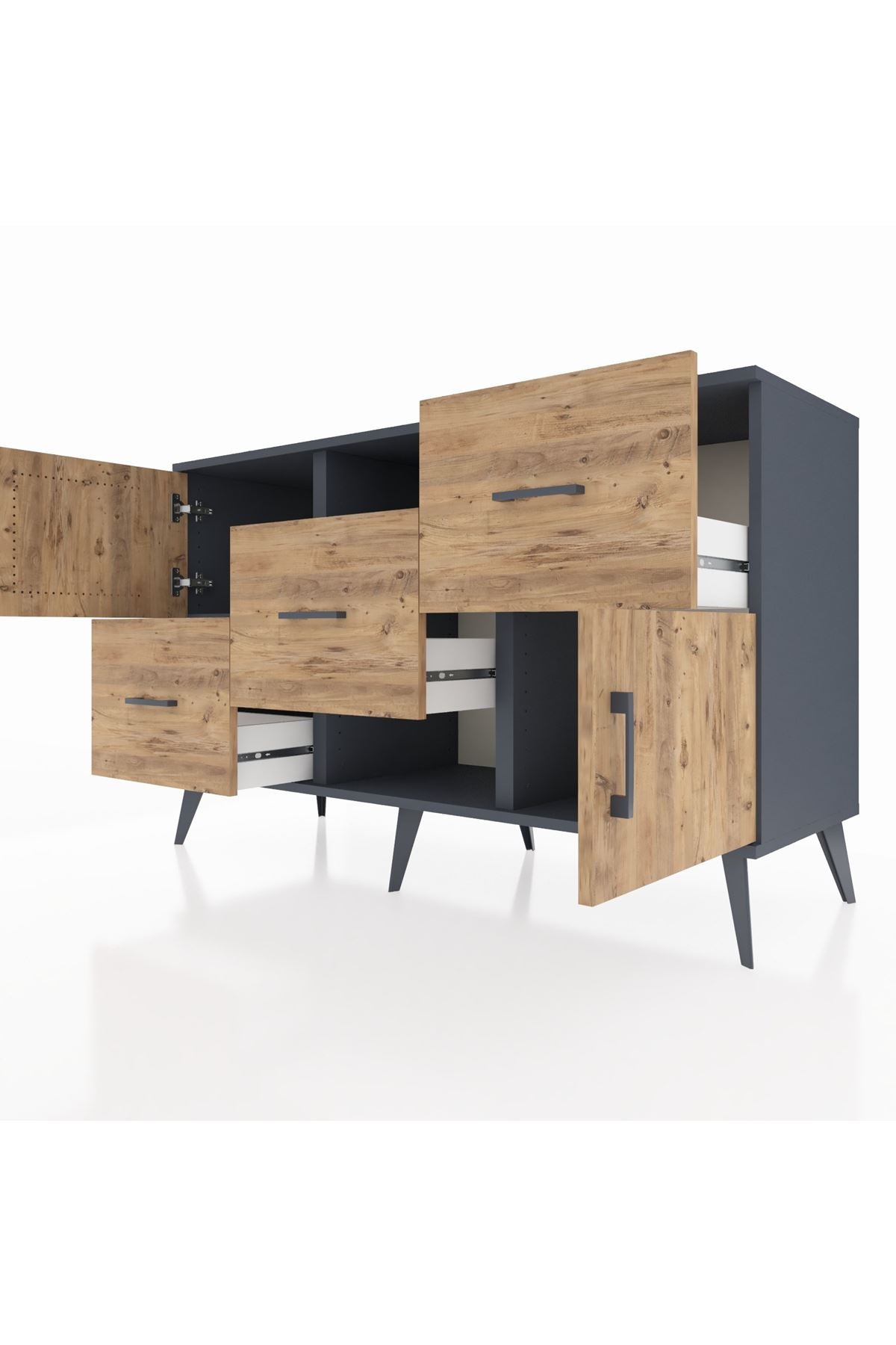 Kronos Konsol 2 Raflı 3 Çekmeceli 2 Kapaklı 132x59x83 - S606M006V12C