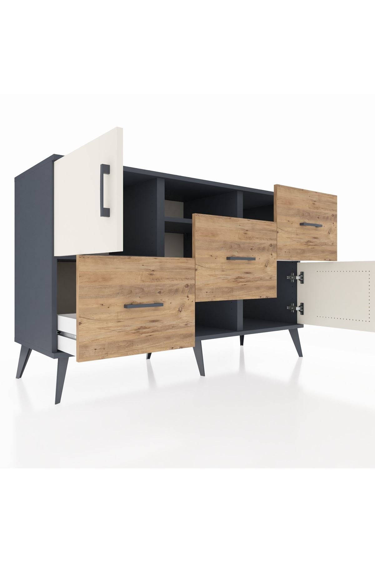 Kronos Konsol 2 Raflı 3 Çekmeceli 2 Kapaklı 132x59x83 - S606M006V15C