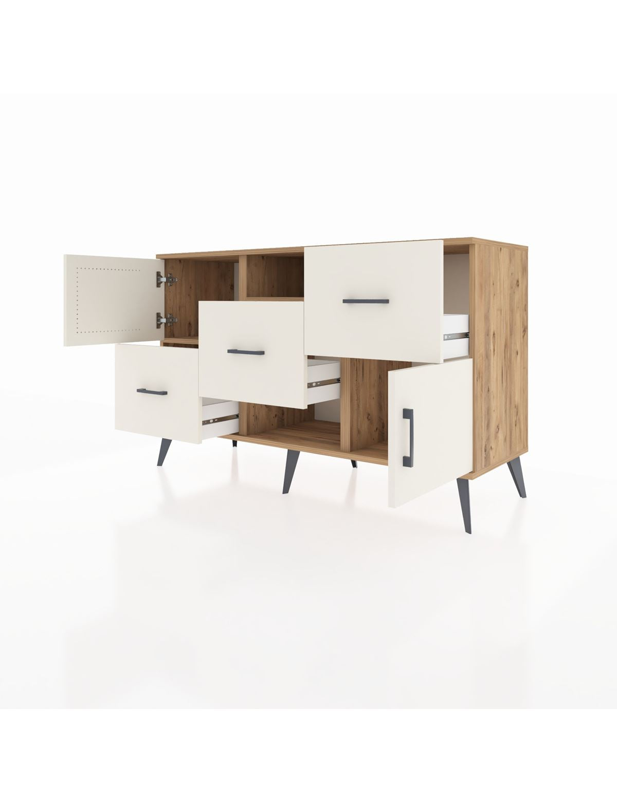 Kronos Konsol 2 Raflı 3 Çekmeceli 2 Kapaklı 132x59x83 - S606M006V22C