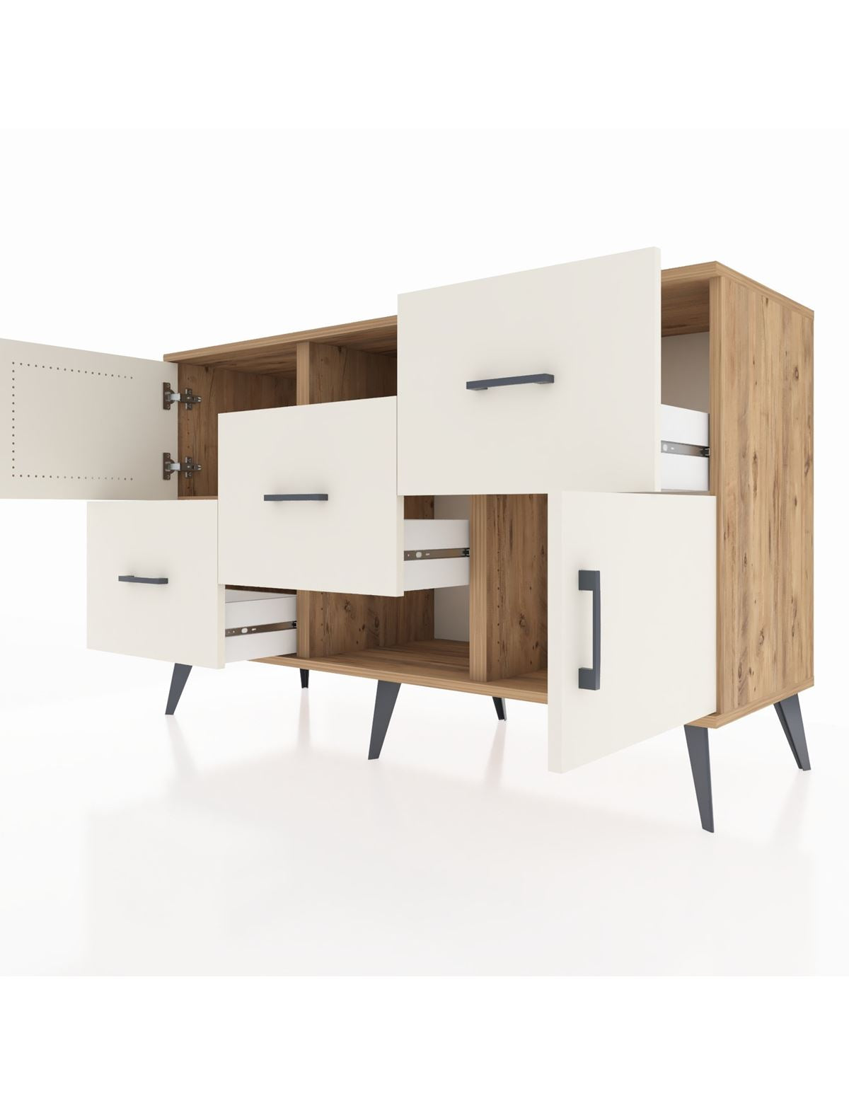 Kronos Konsol 2 Raflı 3 Çekmeceli 2 Kapaklı 132x59x83 - S606M006V22C