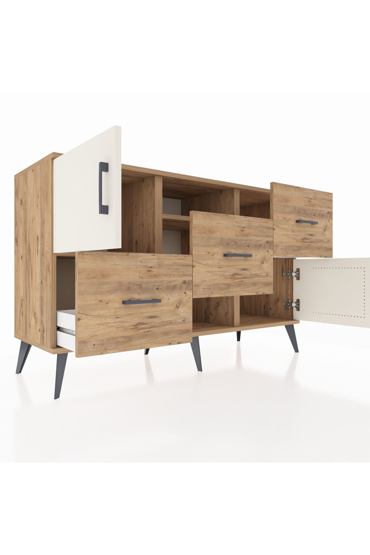 Kronos Konsol 2 Raflı 3 Çekmeceli 2 Kapaklı 132x59x83 - S606M006V24C
