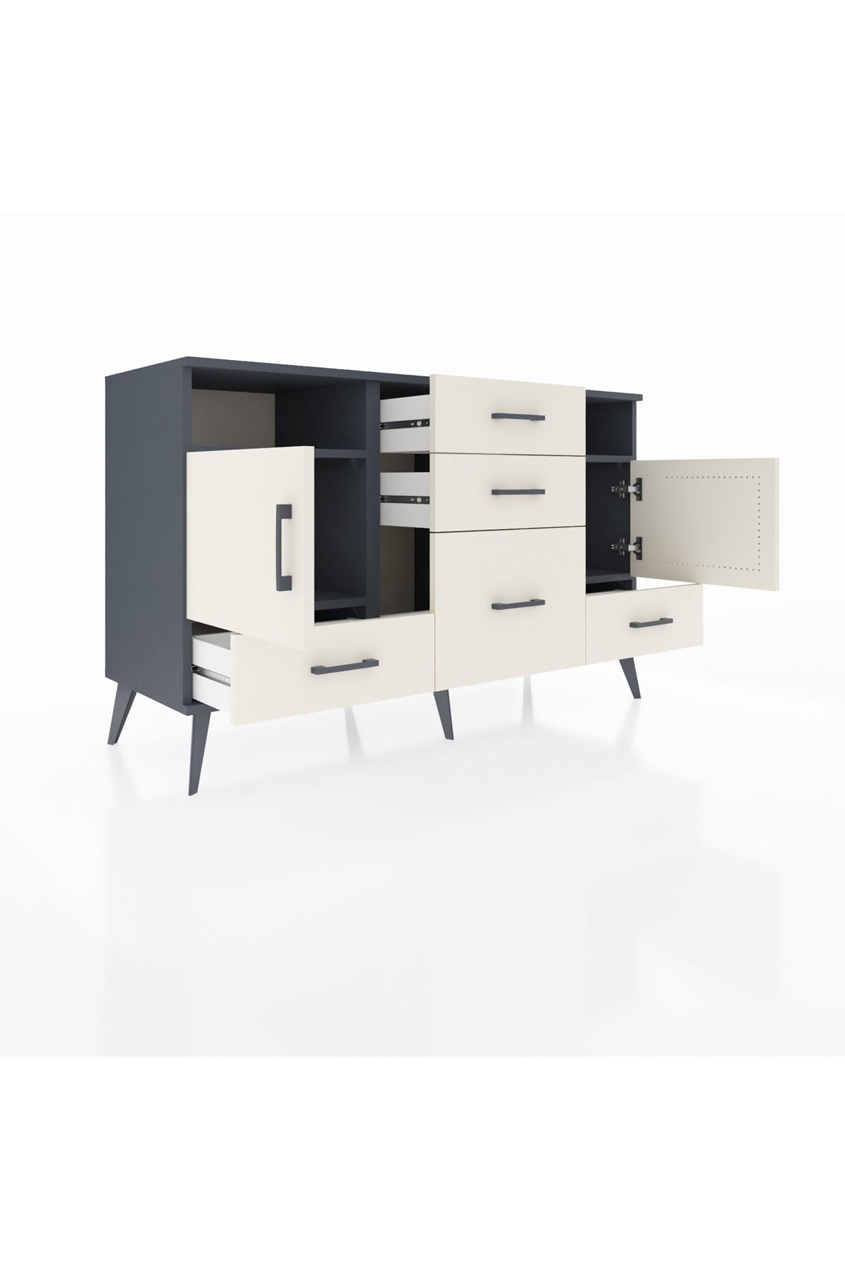 Kronos Konsol 4 Raflı 5 Çekmeceli 2 Kapaklı 132x59x83 - S606M007V13C