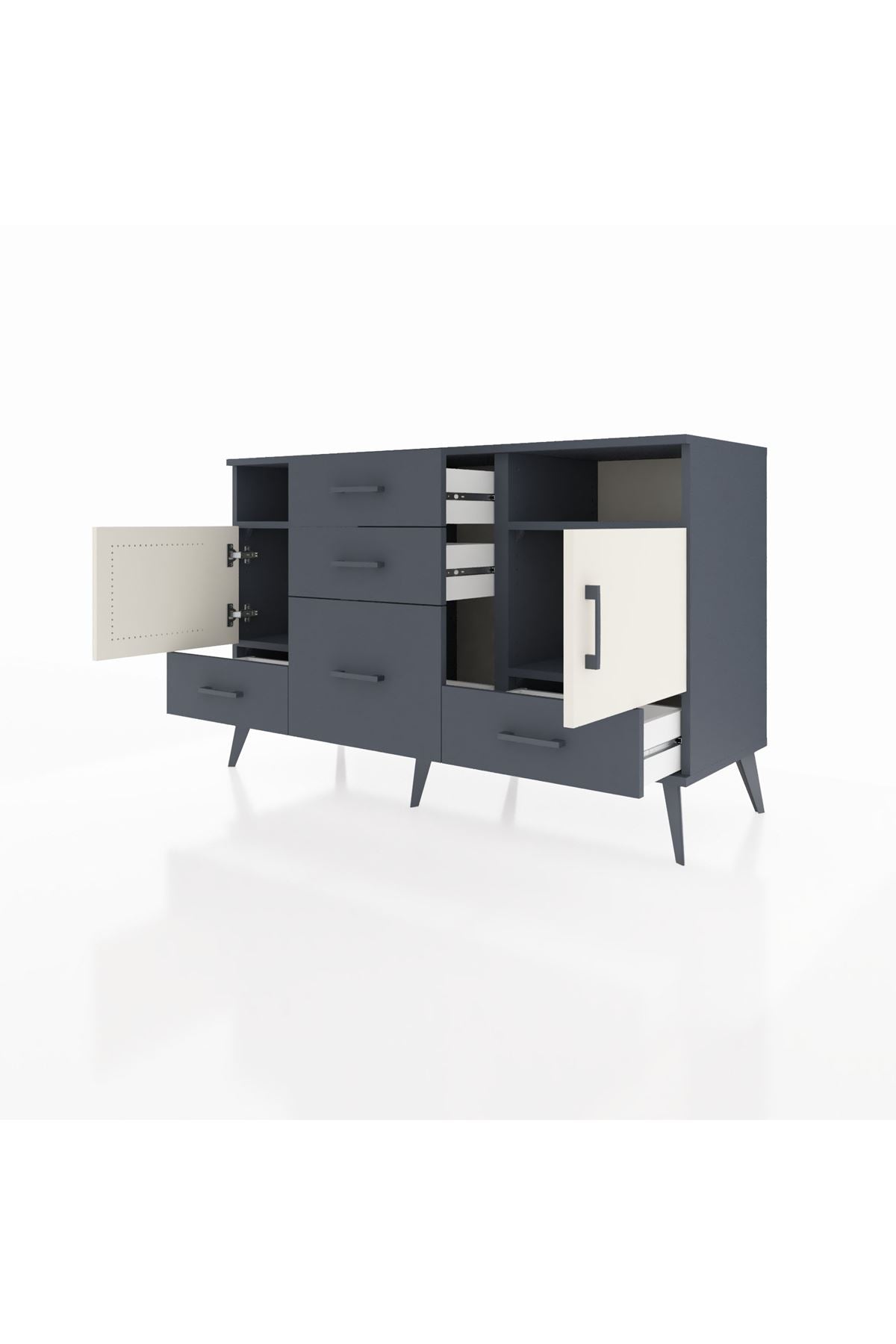 Kronos Konsol 4 Raflı 5 Çekmeceli 2 Kapaklı 132x59x83 - S606M007V14C