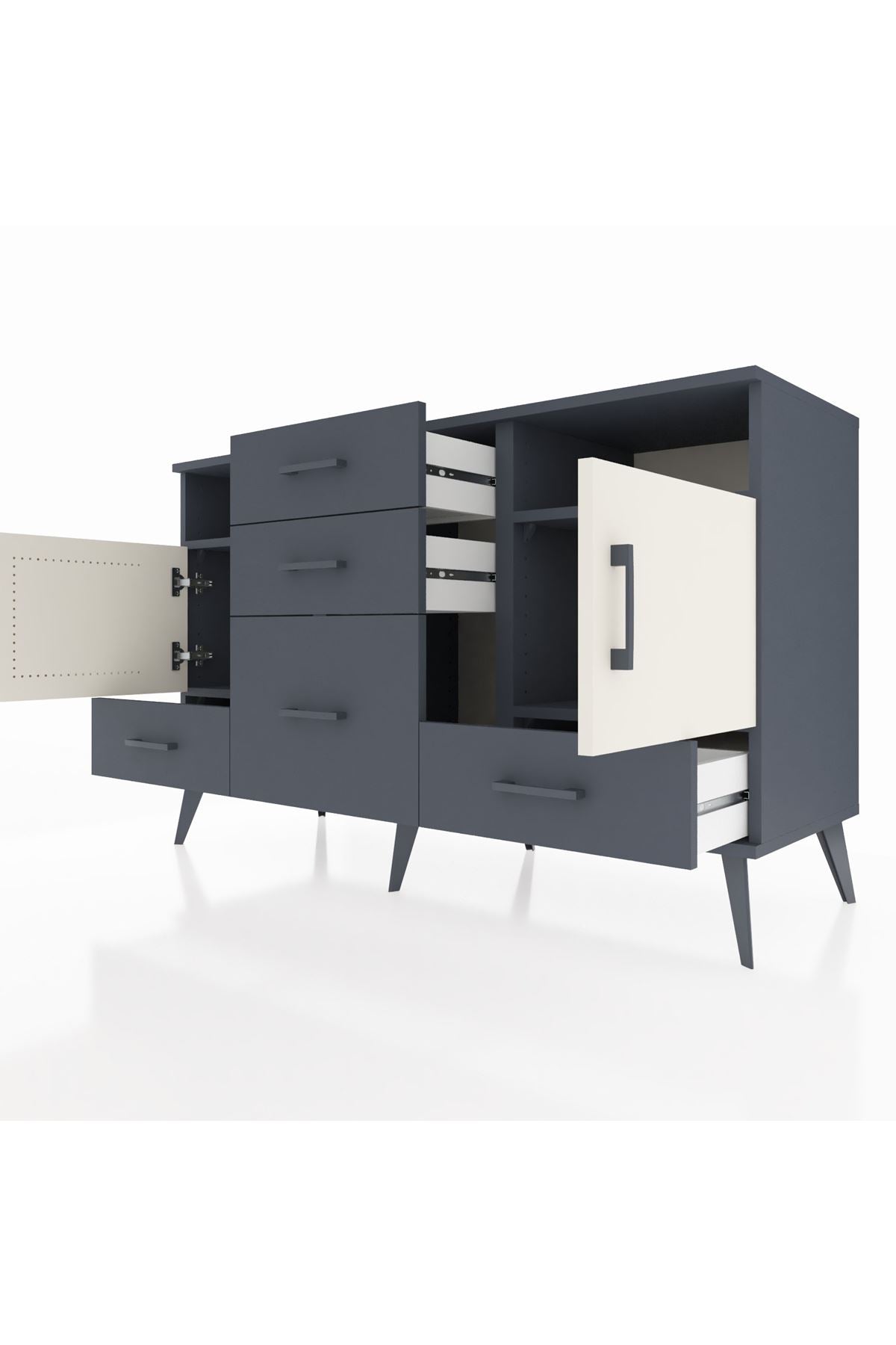 Kronos Konsol 4 Raflı 5 Çekmeceli 2 Kapaklı 132x59x83 - S606M007V14C