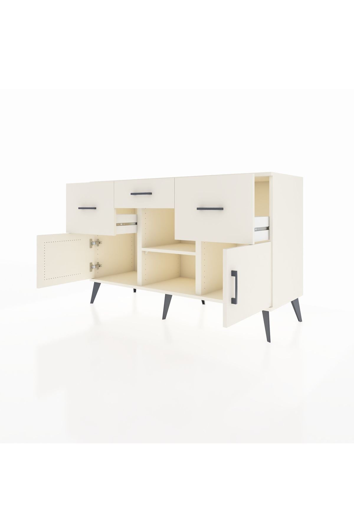 Kronos Konsol Tek Raflı 3 Çekmeceli 3 Kapaklı 132x59x83 - S606M010V04C