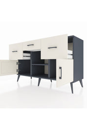 Kronos Konsol Tek Raflı 3 Çekmeceli 3 Kapaklı 132x59x83 - S606M010V13C