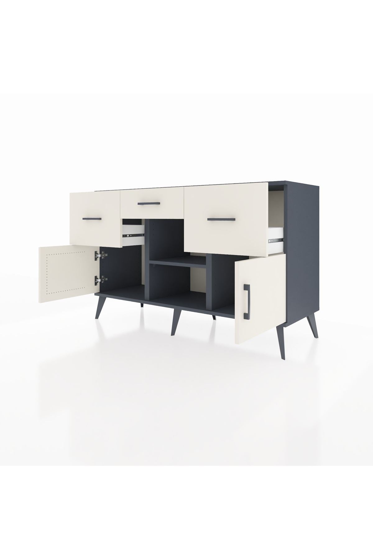 Kronos Konsol Tek Raflı 3 Çekmeceli 3 Kapaklı 132x59x83 - S606M010V13C