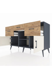 Kronos Konsol Tek Raflı 3 Çekmeceli 3 Kapaklı 132x59x83 - S606M010V15C