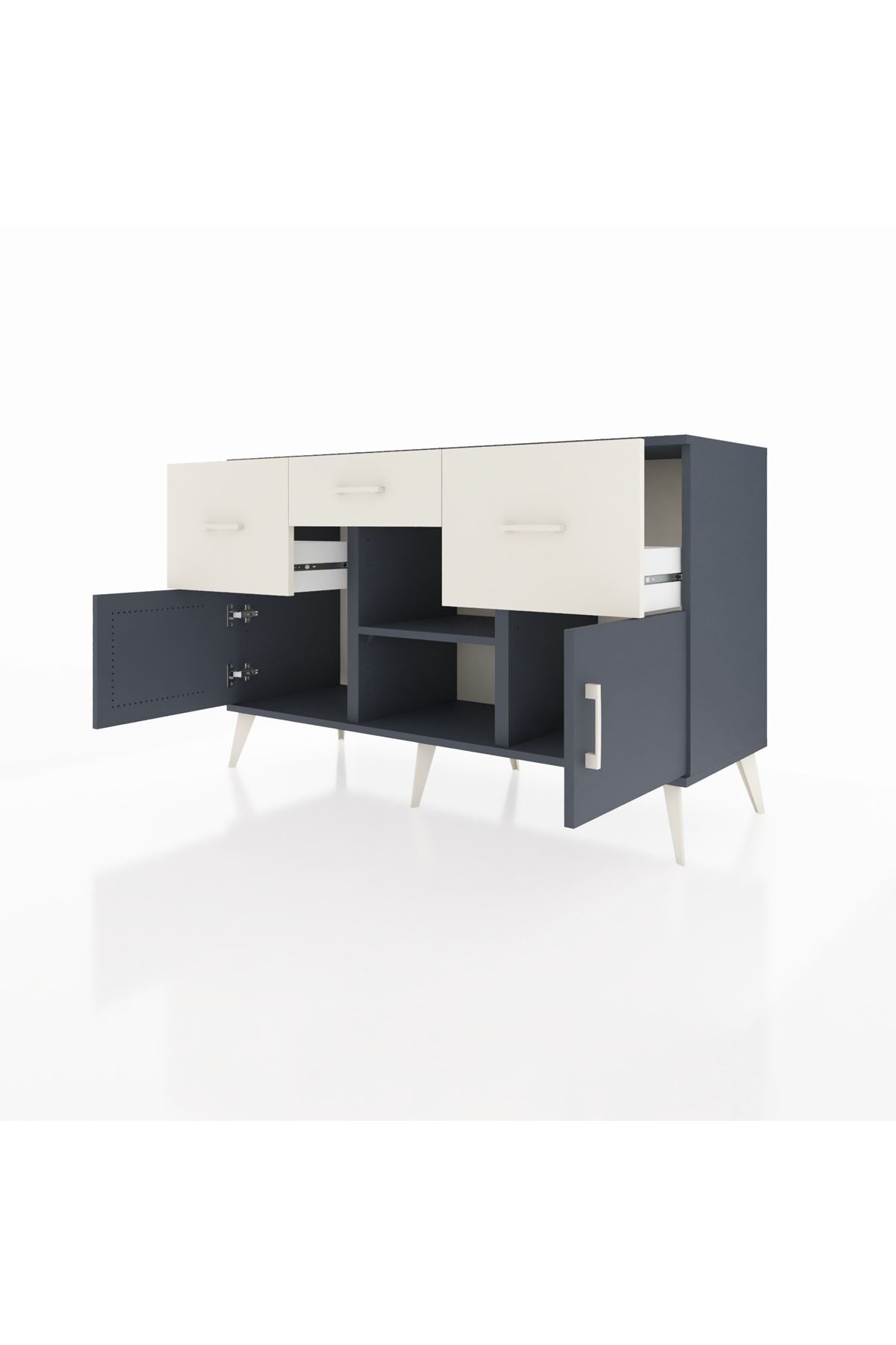 Kronos Konsol Tek Raflı 3 Çekmeceli 3 Kapaklı 132x59x83 - S606M010V16C