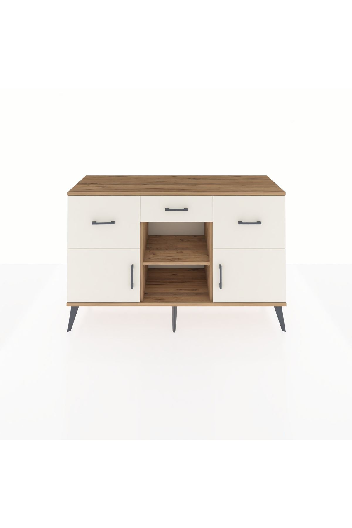 Kronos Konsol Tek Raflı 3 Çekmeceli 3 Kapaklı 132x59x83 - S606M010V22C
