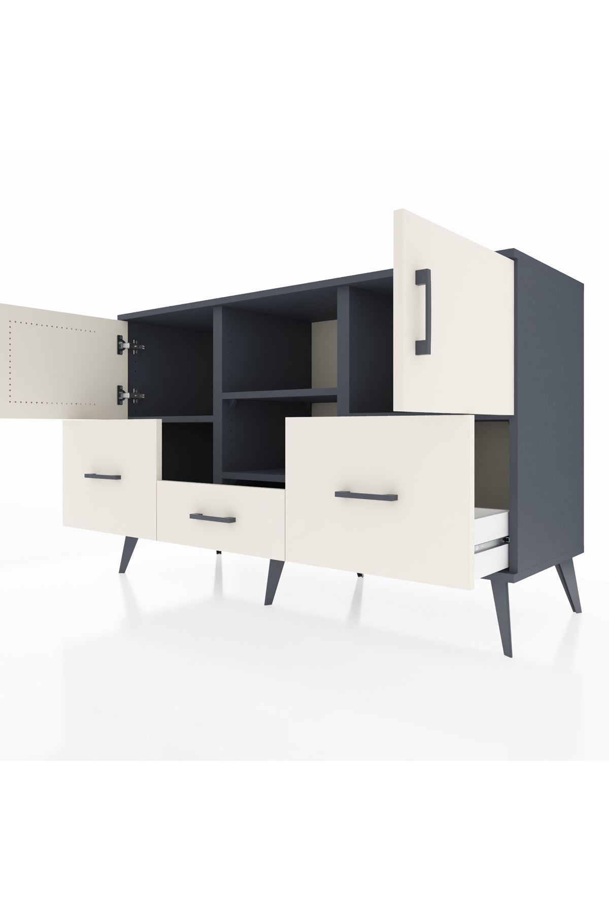 Kronos Konsol 4 Raflı 3 Çekmeceli 3 Kapaklı 132x59x83 - S606M011V13C