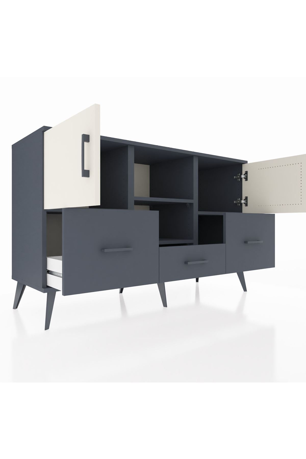 Kronos Konsol 4 Raflı 3 Çekmeceli 3 Kapaklı 132x59x83 - S606M011V14C