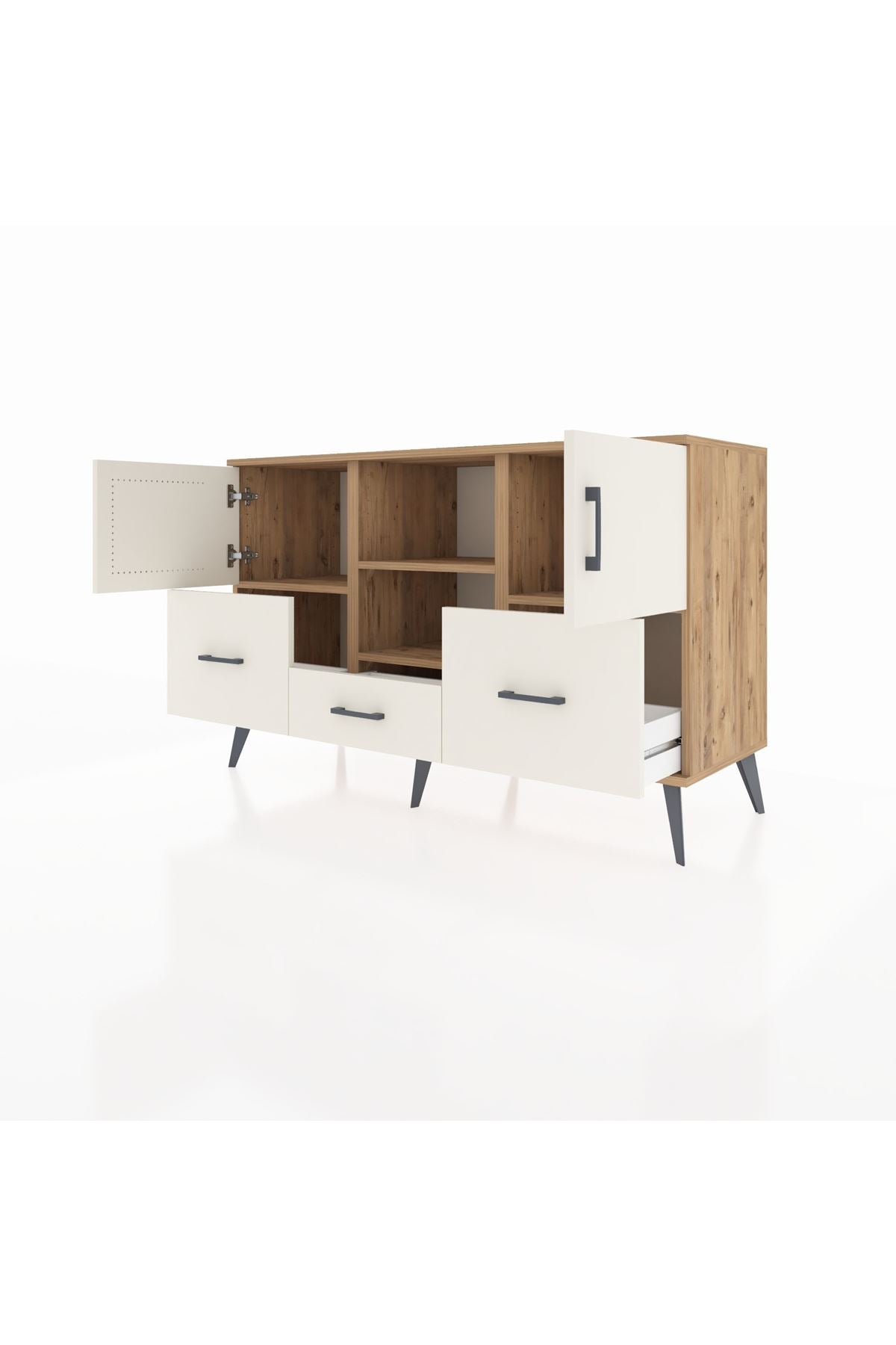 Kronos Konsol 4 Raflı 3 Çekmeceli 3 Kapaklı 132x59x83 - S606M011V22C