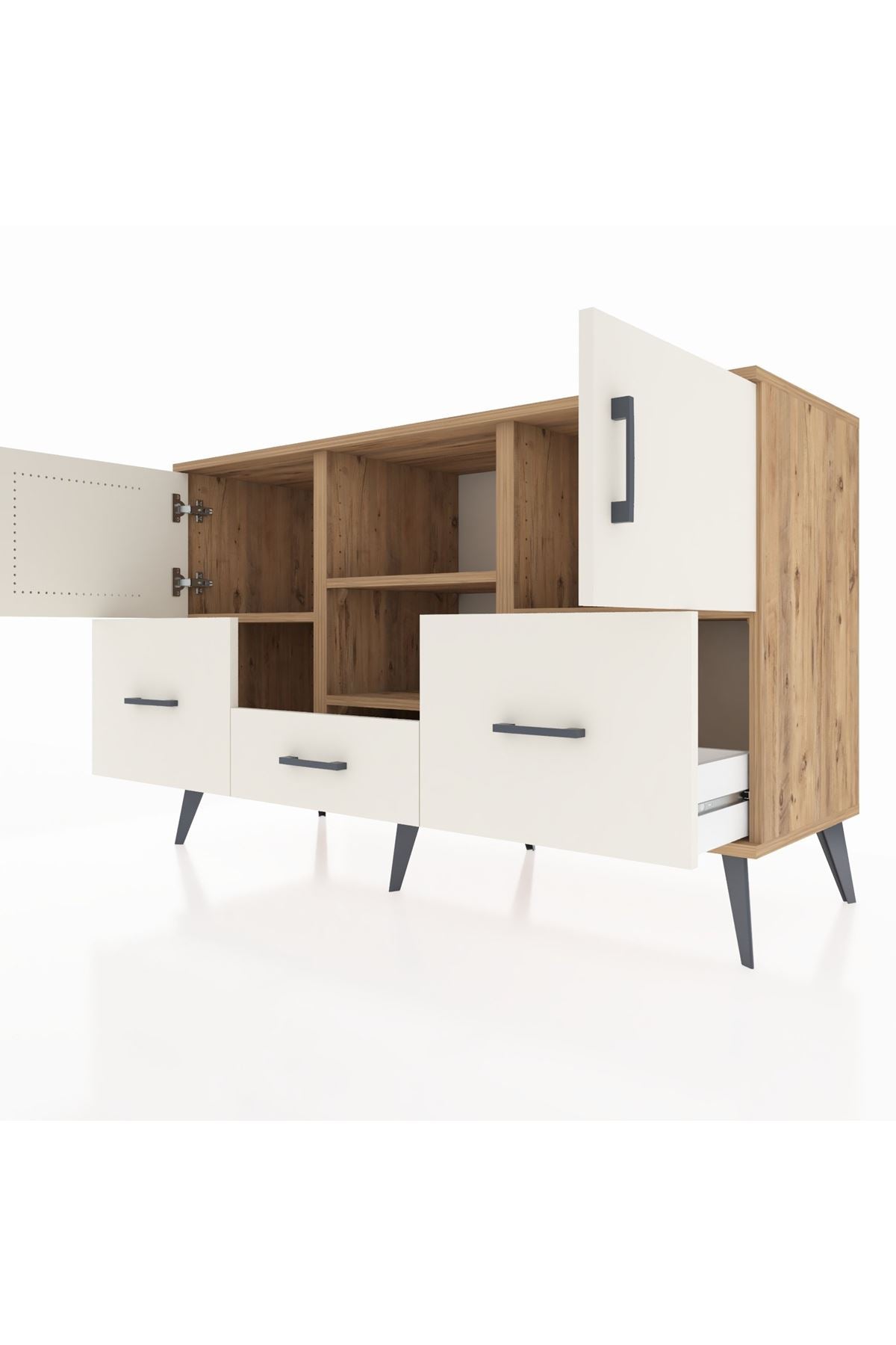 Kronos Konsol 4 Raflı 3 Çekmeceli 3 Kapaklı 132x59x83 - S606M011V22C