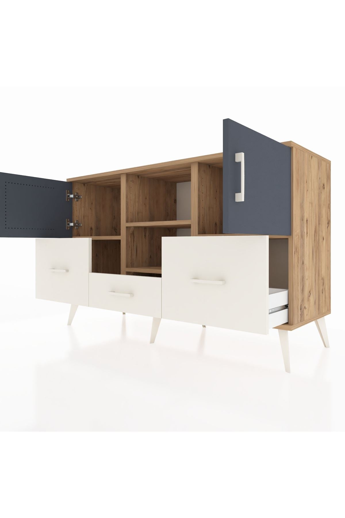Kronos Konsol 4 Raflı 3 Çekmeceli 3 Kapaklı 132x59x83 - S606M011V25C