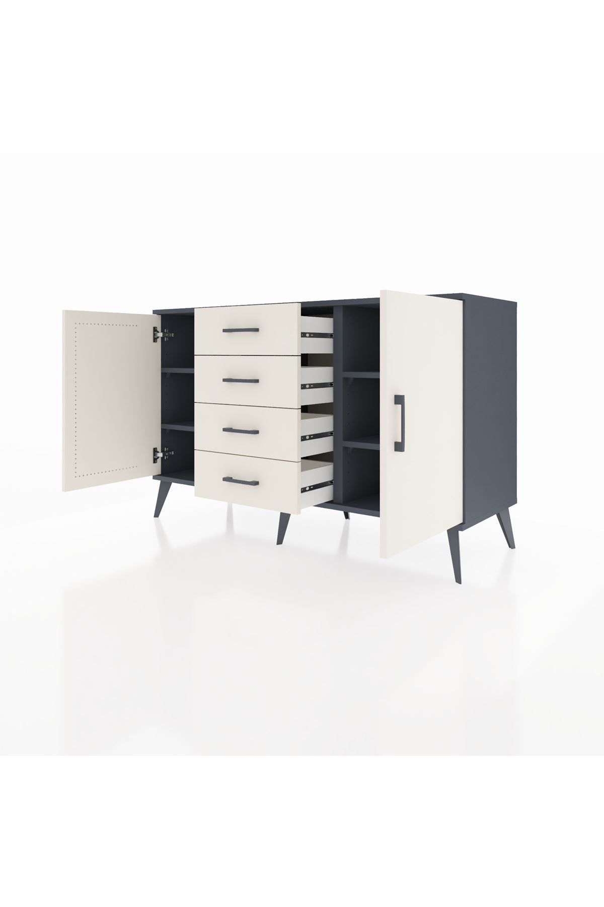 Kronos Konsol 4 Raflı 4 Çekmeceli 2 Kapaklı 132x59x83 - S606M017V13C