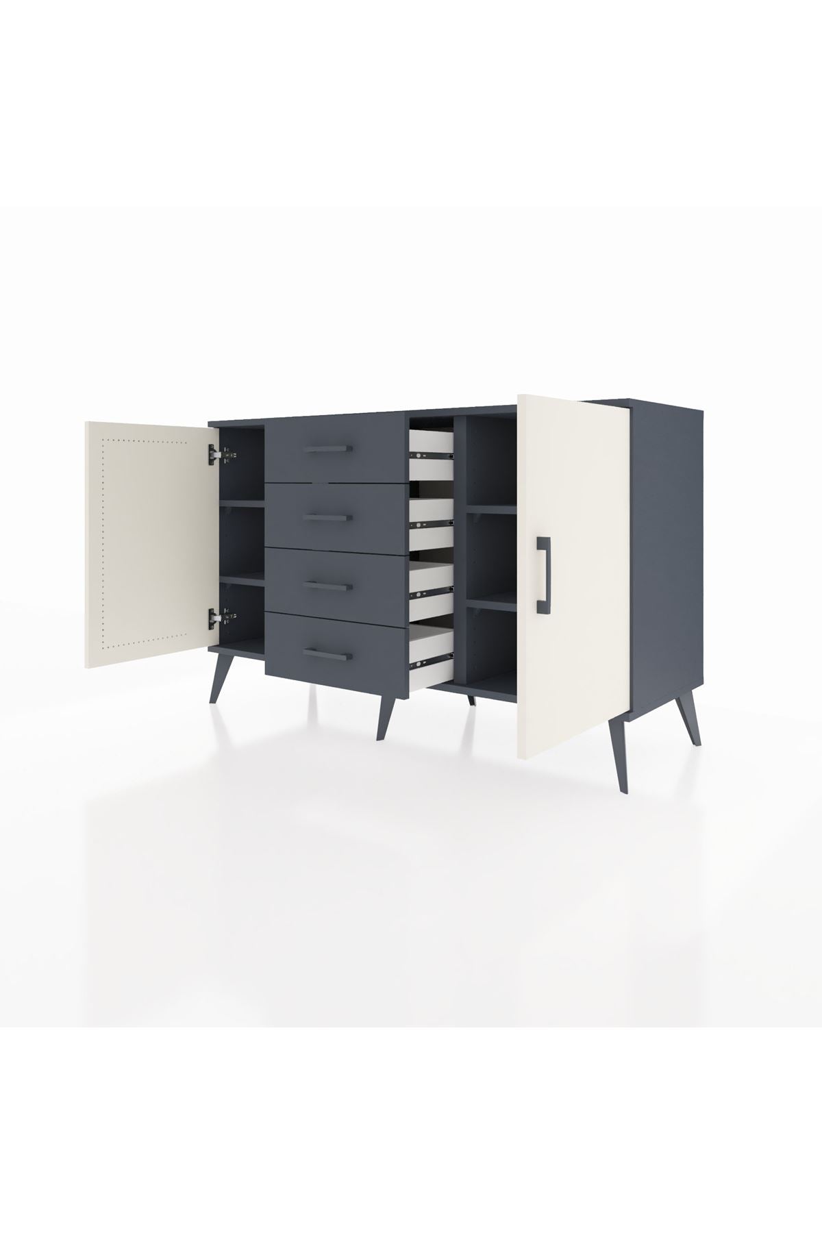 Kronos Konsol 4 Raflı 4 Çekmeceli 2 Kapaklı 132x59x83 - S606M017V14C