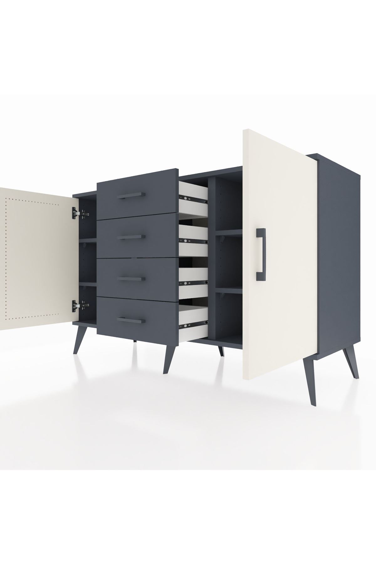 Kronos Konsol 4 Raflı 4 Çekmeceli 2 Kapaklı 132x59x83 - S606M017V14C