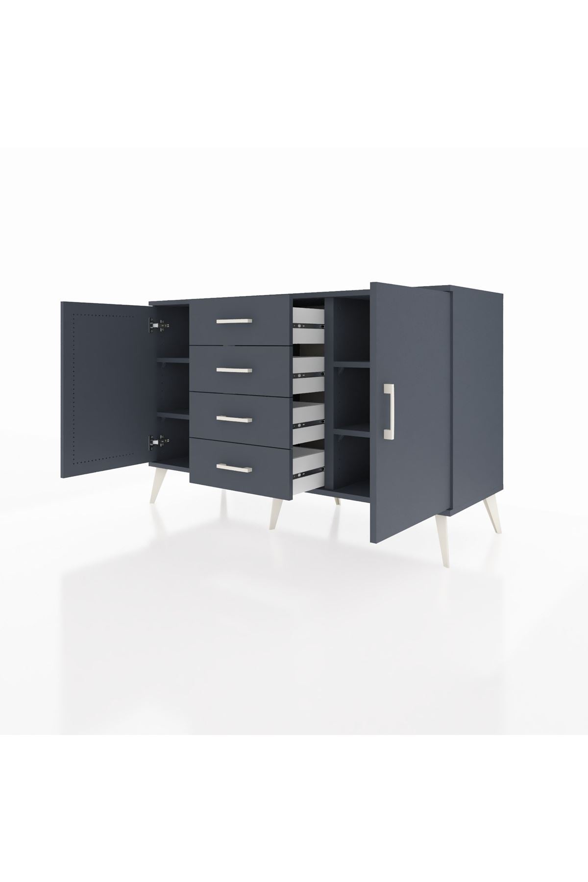 Kronos Konsol 4 Raflı 4 Çekmeceli 2 Kapaklı 132x59x83 - S606M017V17C