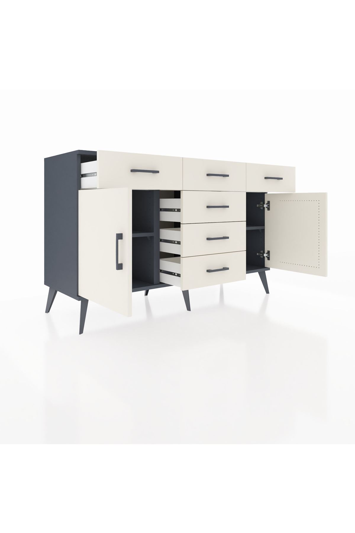 Kronos Konsol 2 Raflı 6 Çekmeceli 2 Kapaklı 132x59x83 - S606M020V13C