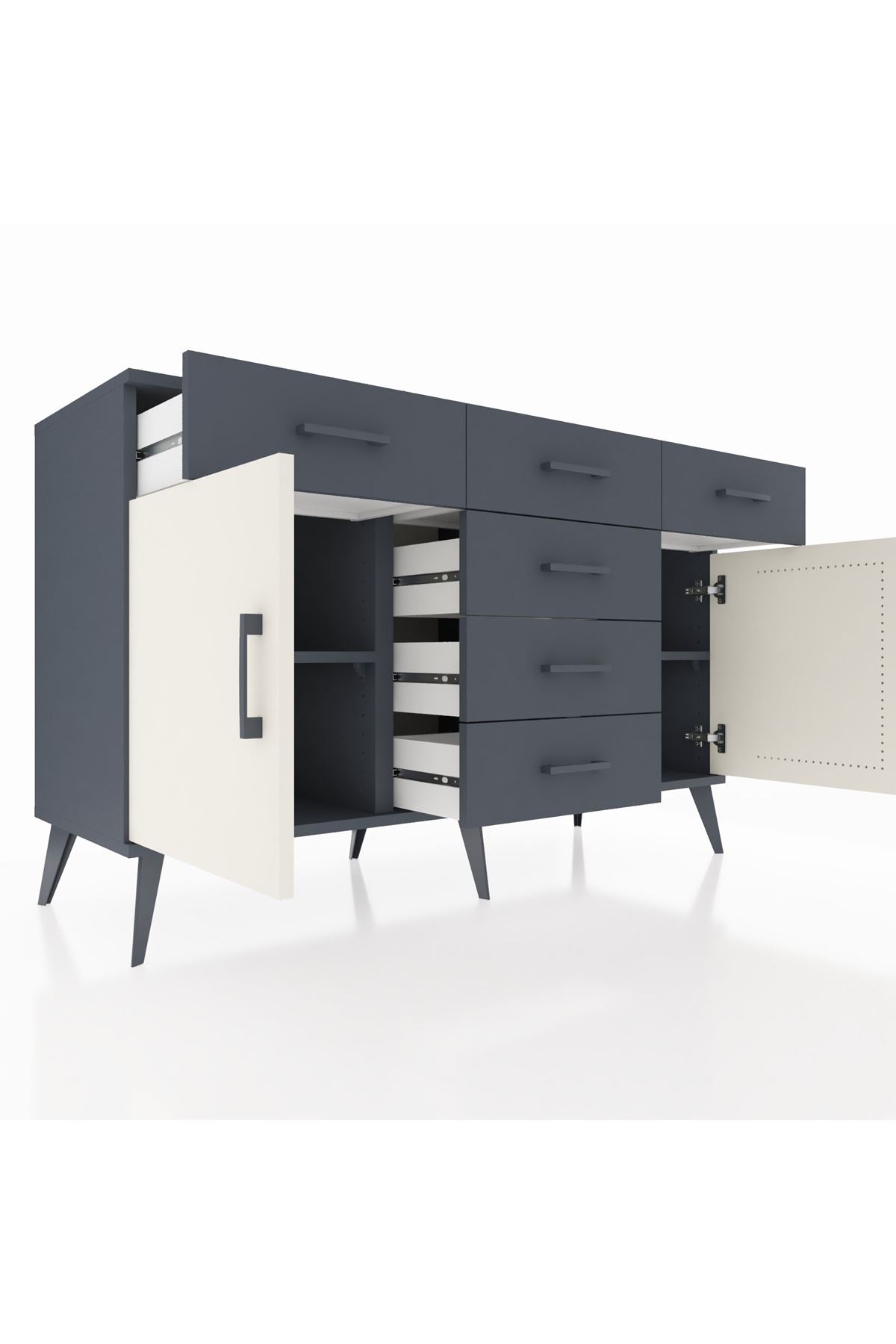 Kronos Konsol 2 Raflı 6 Çekmeceli 2 Kapaklı 132x59x83 - S606M020V14C
