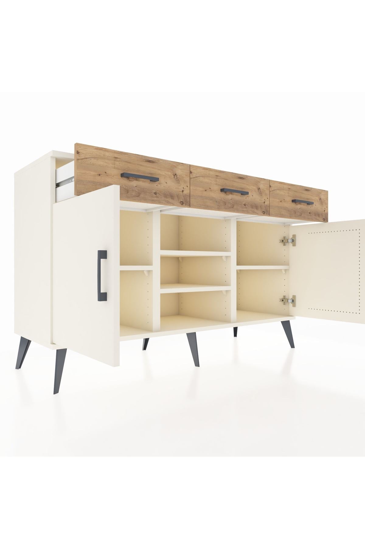 Kronos Konsol 4 Raflı 3 Çekmeceli 2 Kapaklı 132x59x83 - S606M021V06C