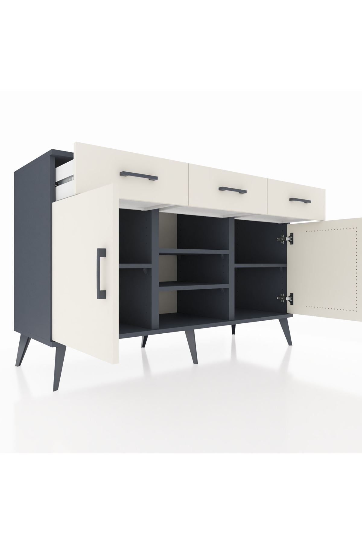 Kronos Konsol 4 Raflı 3 Çekmeceli 2 Kapaklı 132x59x83 - S606M021V13C