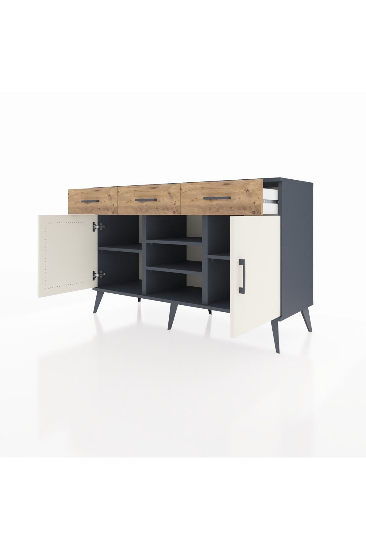 Kronos Konsol 4 Raflı 3 Çekmeceli 2 Kapaklı 132x59x83 - S606M021V15C