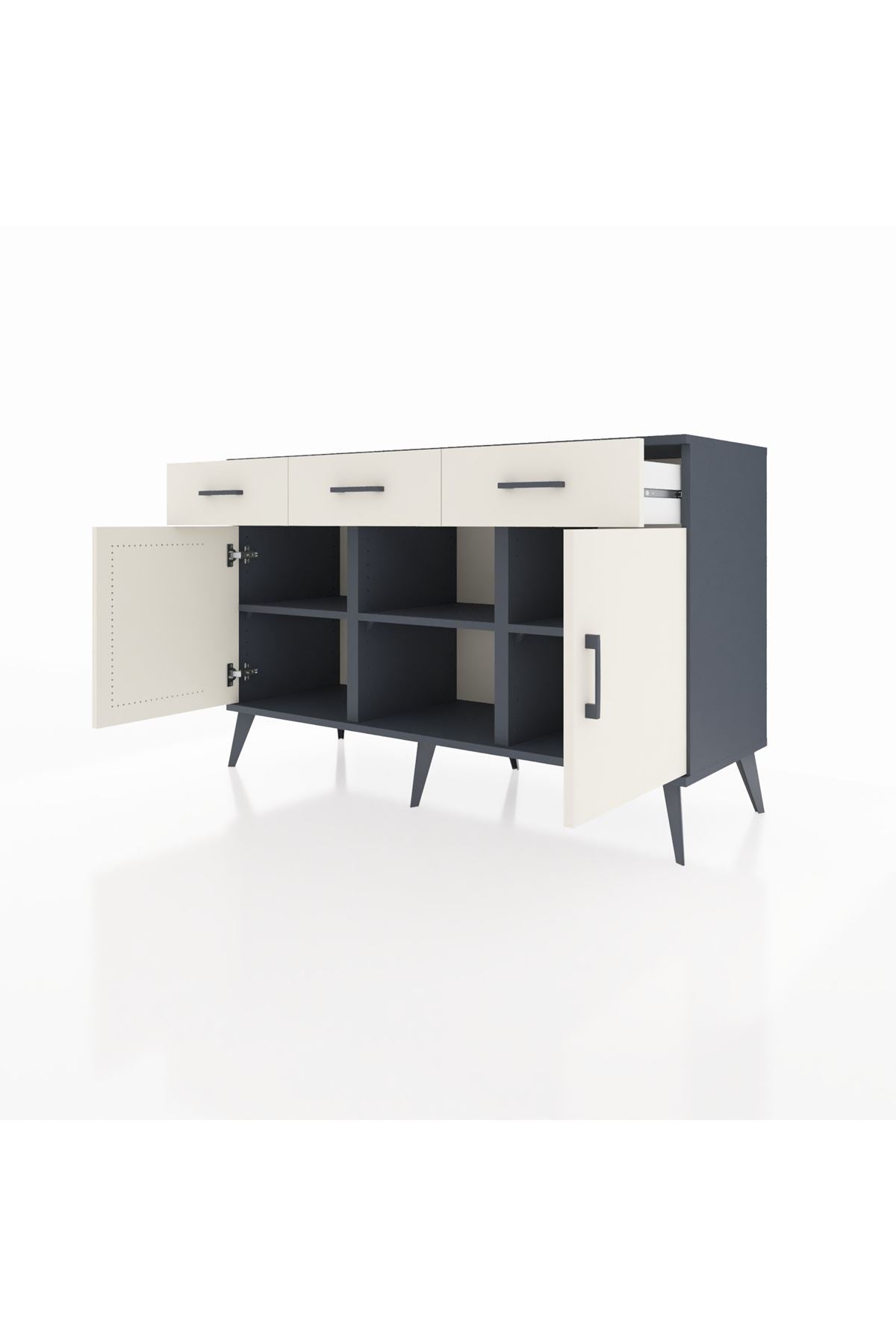 Kronos Konsol 3 Raflı 3 Çekmeceli 3 Kapaklı 132x59x83 - S606M022V13C