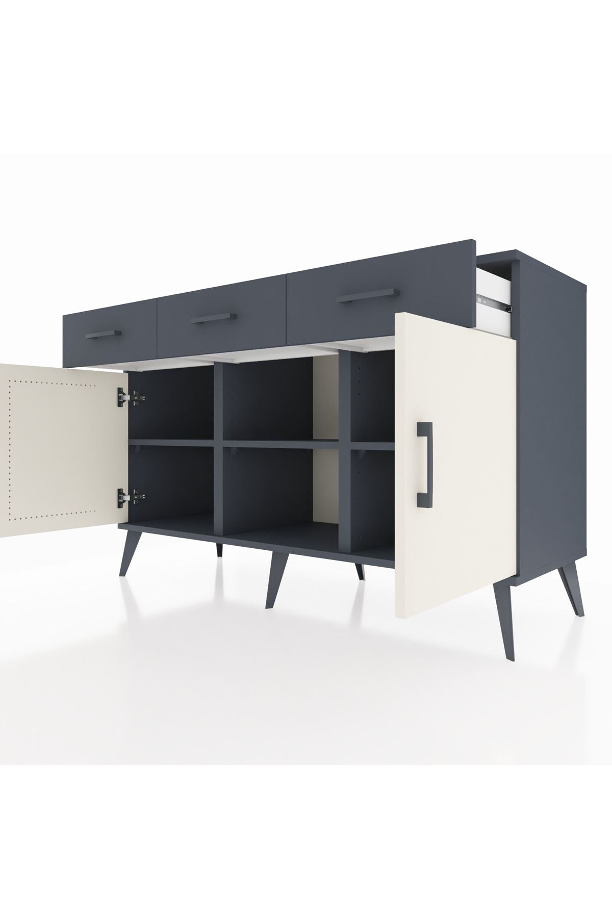 Kronos Konsol 3 Raflı 3 Çekmeceli 3 Kapaklı 132x59x83 - S606M022V14C