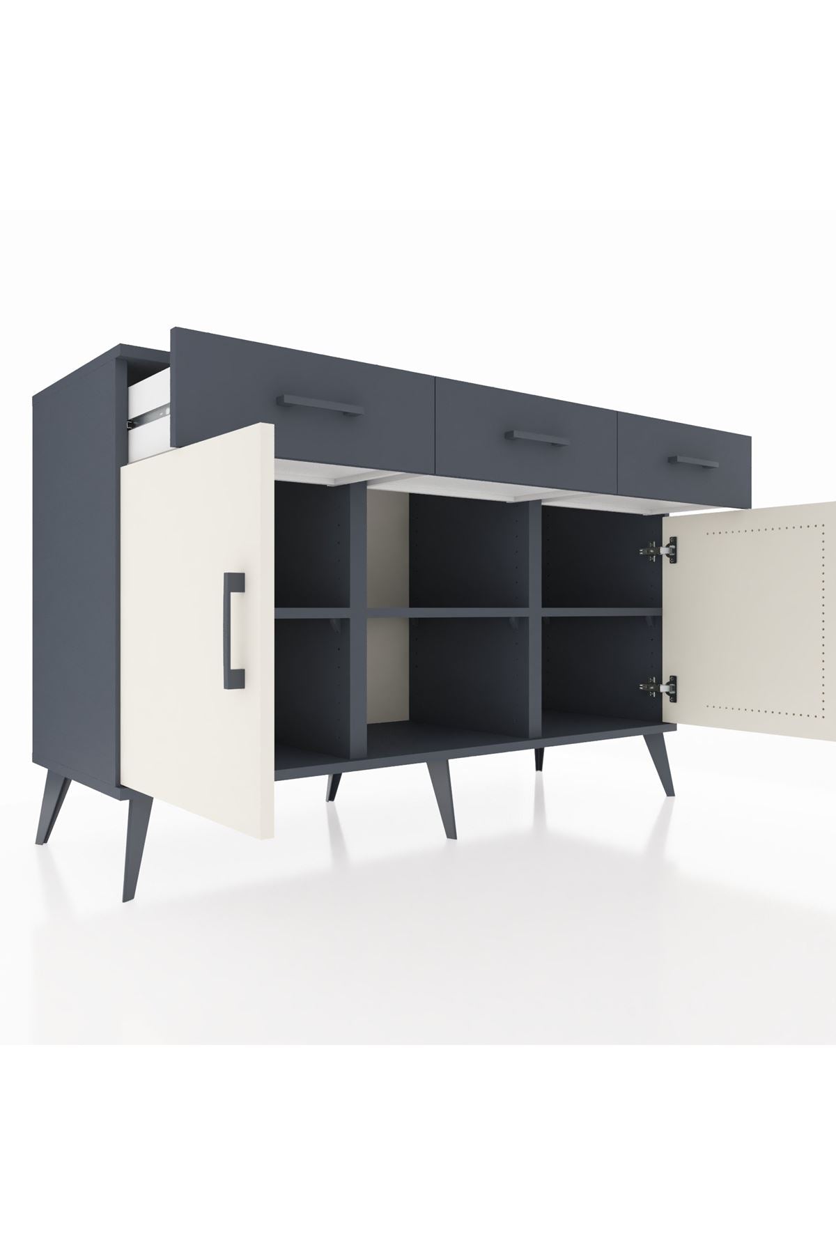 Kronos Konsol 3 Raflı 3 Çekmeceli 3 Kapaklı 132x59x83 - S606M022V14C