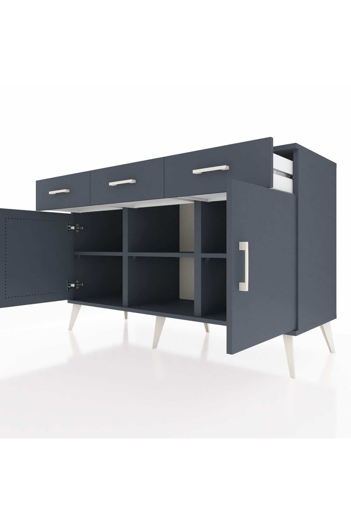Kronos Konsol 3 Raflı 3 Çekmeceli 3 Kapaklı 132x59x83 - S606M022V17C