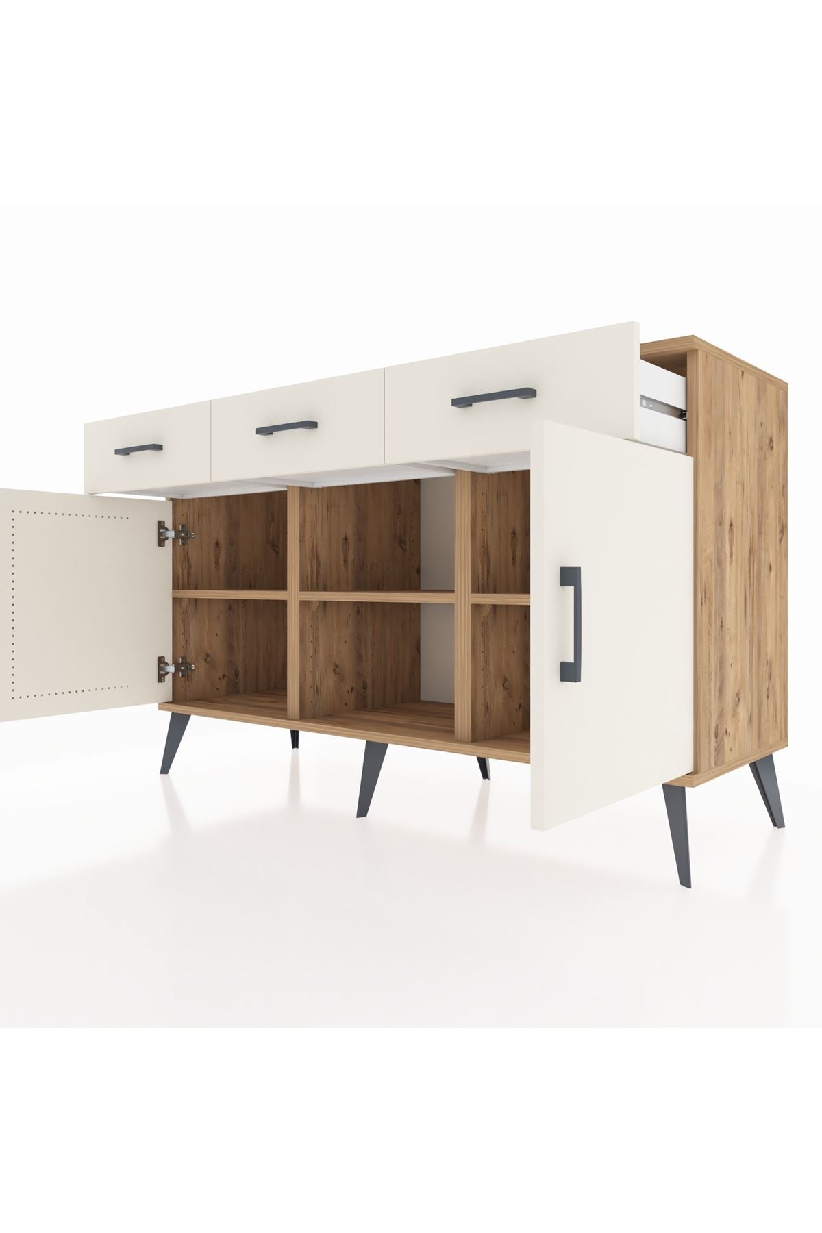 Kronos Konsol 3 Raflı 3 Çekmeceli 3 Kapaklı 132x59x83 - S606M022V22C