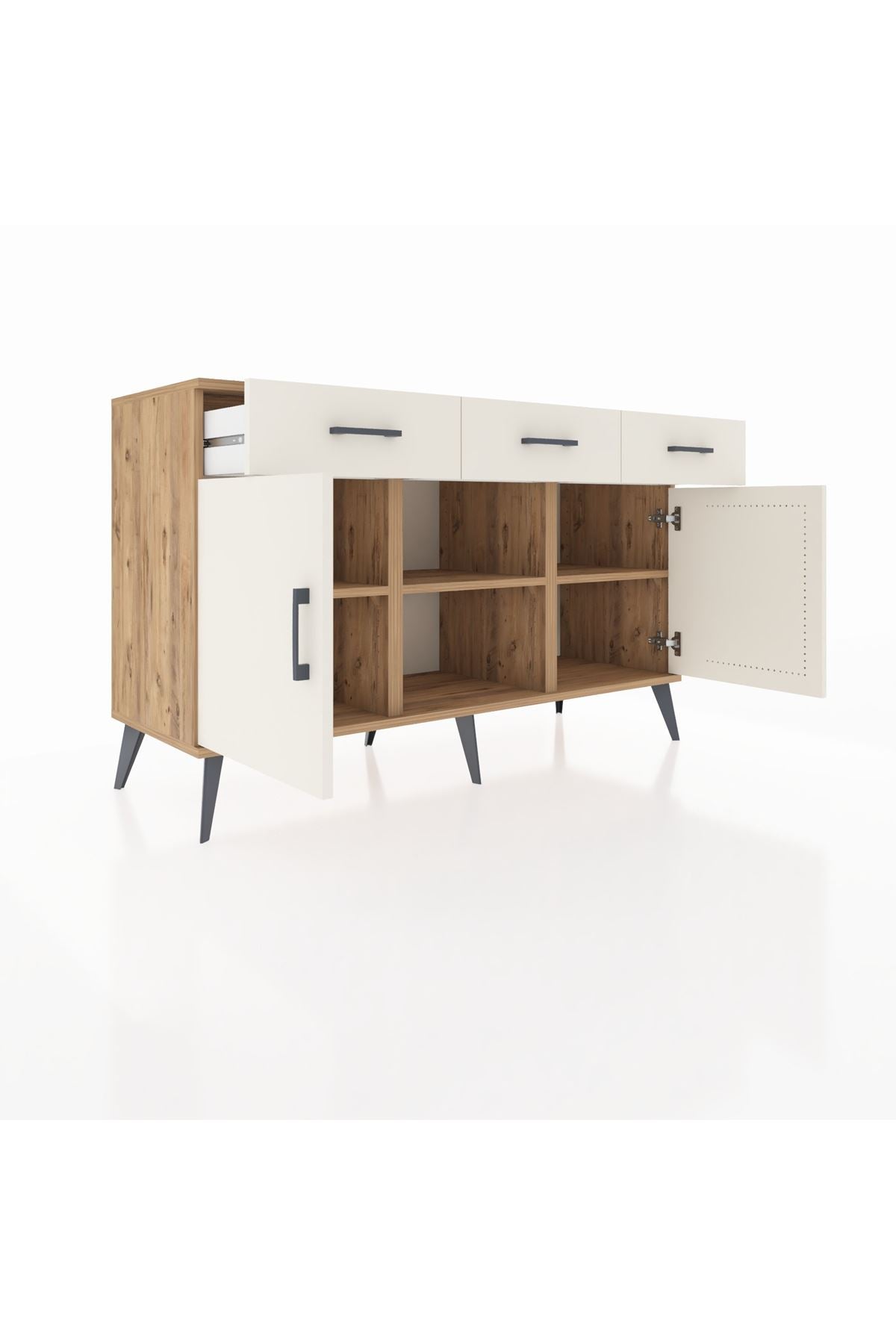 Kronos Konsol 3 Raflı 3 Çekmeceli 3 Kapaklı 132x59x83 - S606M022V22C