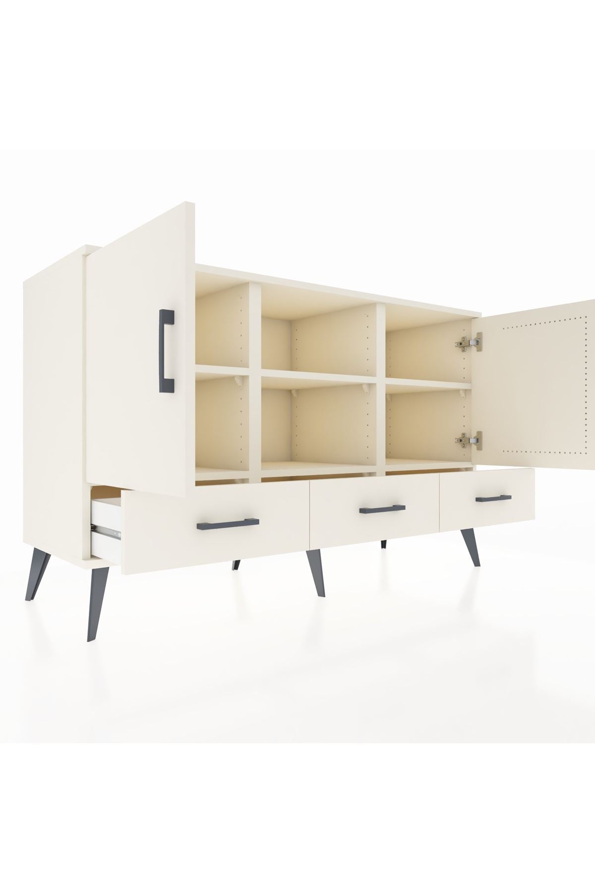 Kronos Konsol 6 Raflı 3 Çekmeceli 3 Kapaklı 132x59x83 - S606M023V04C