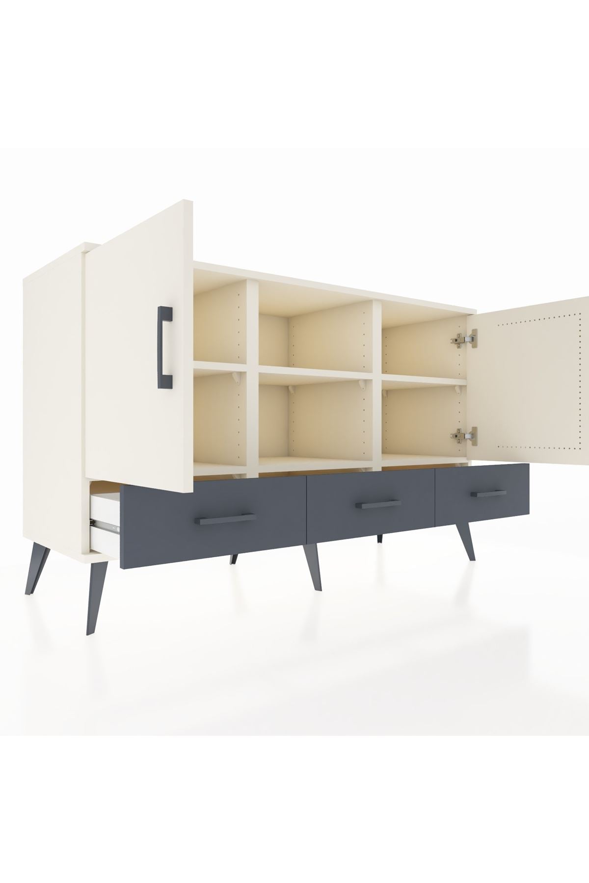 Kronos Konsol 6 Raflı 3 Çekmeceli 3 Kapaklı 132x59x83 - S606M023V05C