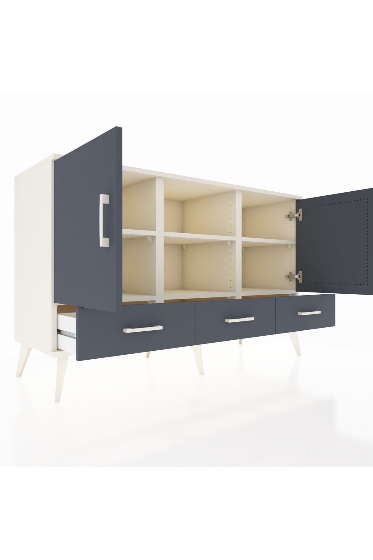 Kronos Konsol 6 Raflı 3 Çekmeceli 3 Kapaklı 132x59x83 - S606M023V08C