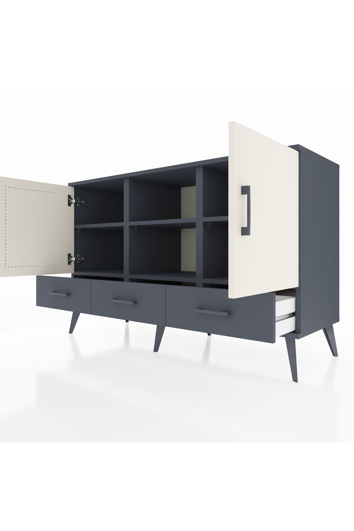 Kronos Konsol 6 Raflı 3 Çekmeceli 3 Kapaklı 132x59x83 - S606M023V14C