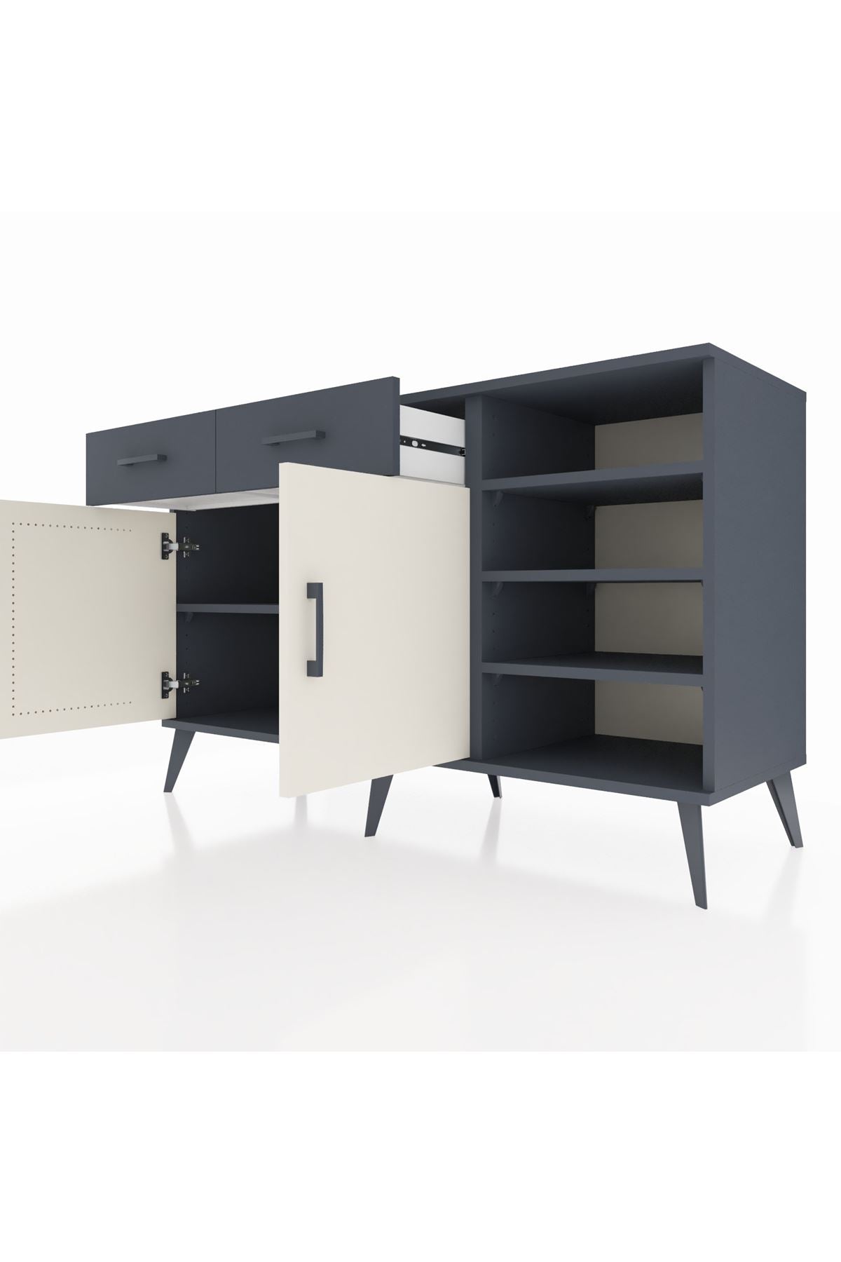 Kronos Konsol 5 Raflı 2 Çekmeceli 2 Kapaklı 132x59x83 - S606M024V14C