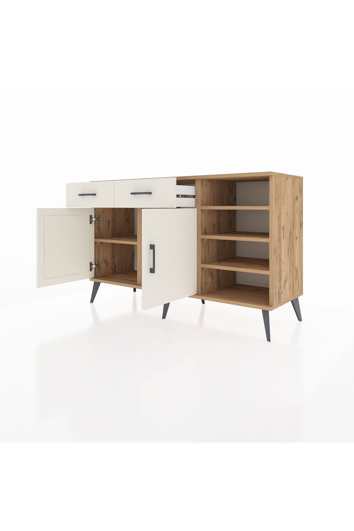 Kronos Konsol 5 Raflı 2 Çekmeceli 2 Kapaklı 132x59x83 - S606M024V22C