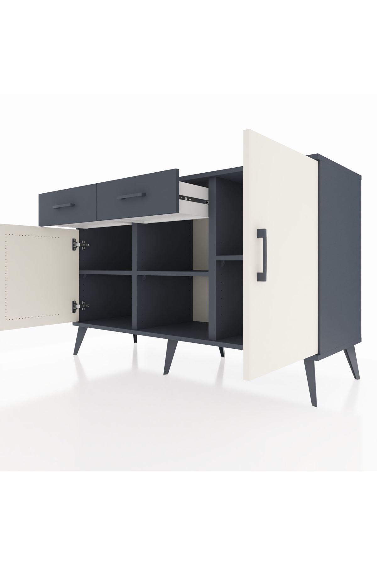 Kronos Konsol 3 Raflı 2 Çekmeceli 3 Kapaklı 132x59x83 - S606M025V14C