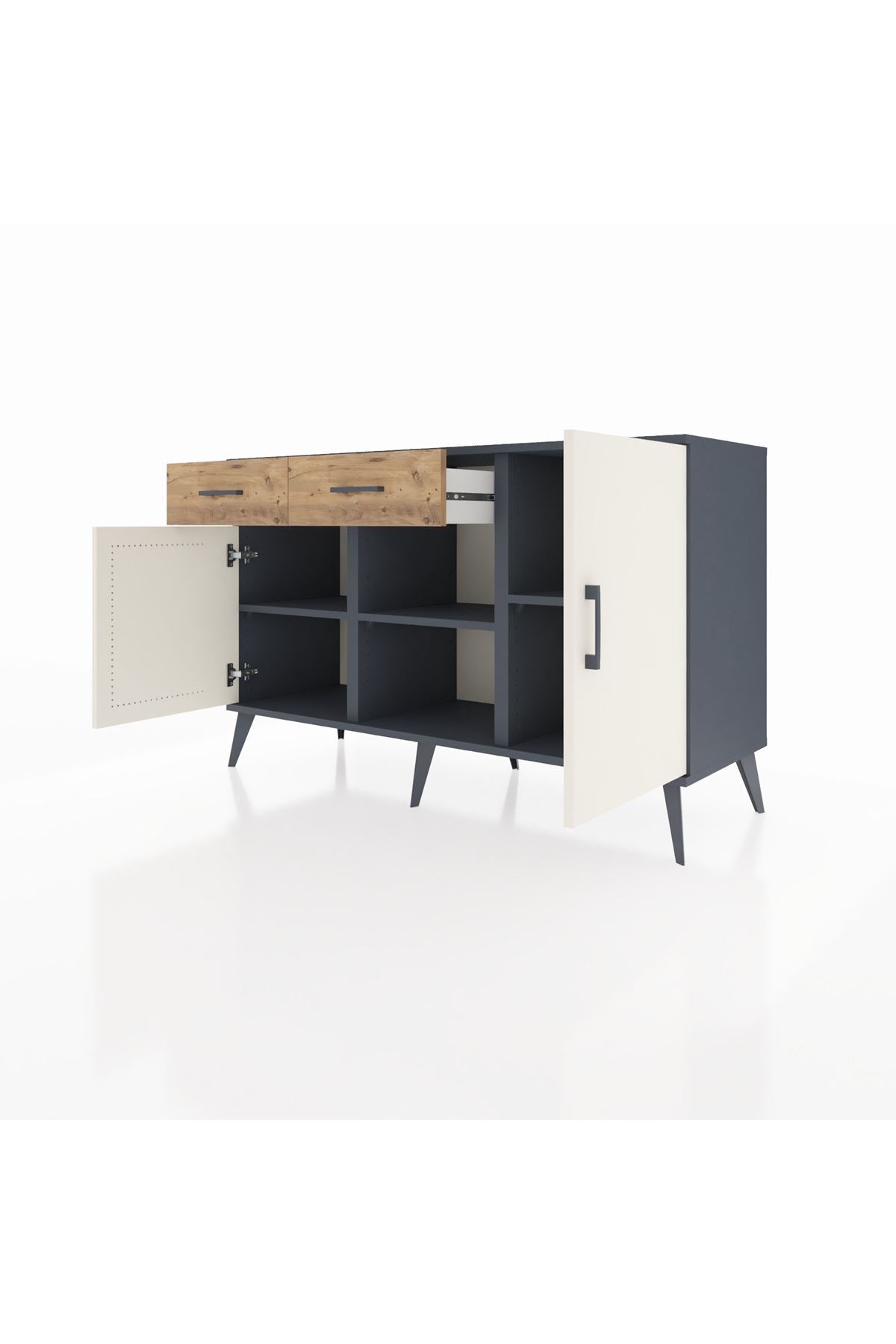 Kronos Konsol 3 Raflı 2 Çekmeceli 3 Kapaklı 132x59x83 - S606M025V15C