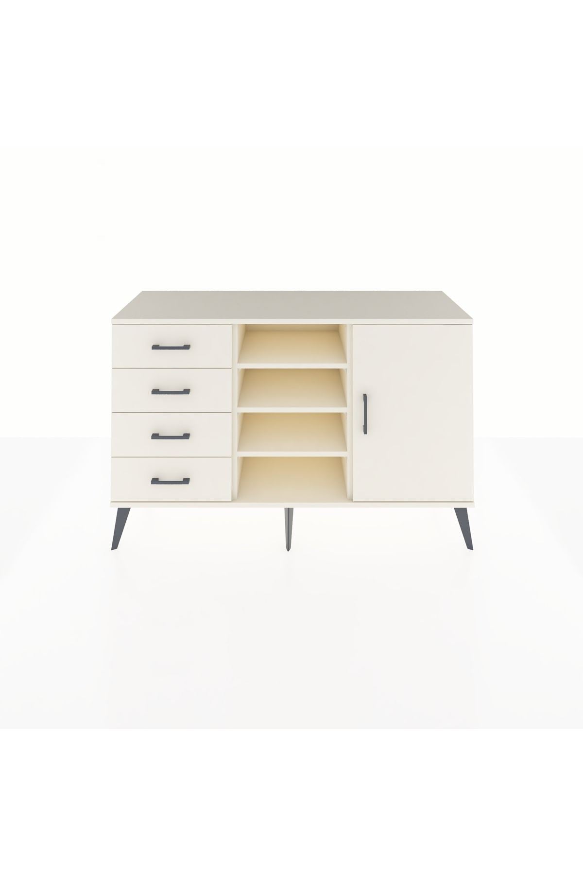 Kronos Konsol 4 Raflı 4 Çekmeceli Tek Kapaklı 132x59x83 - S606M027V04C