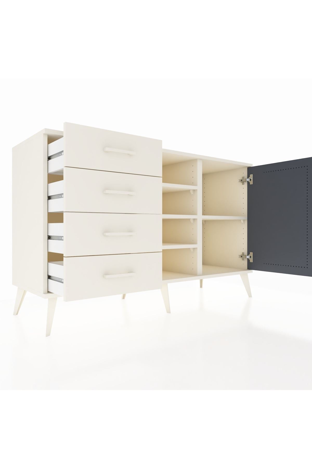 Kronos Konsol 4 Raflı 4 Çekmeceli Tek Kapaklı 132x59x83 - S606M027V07C