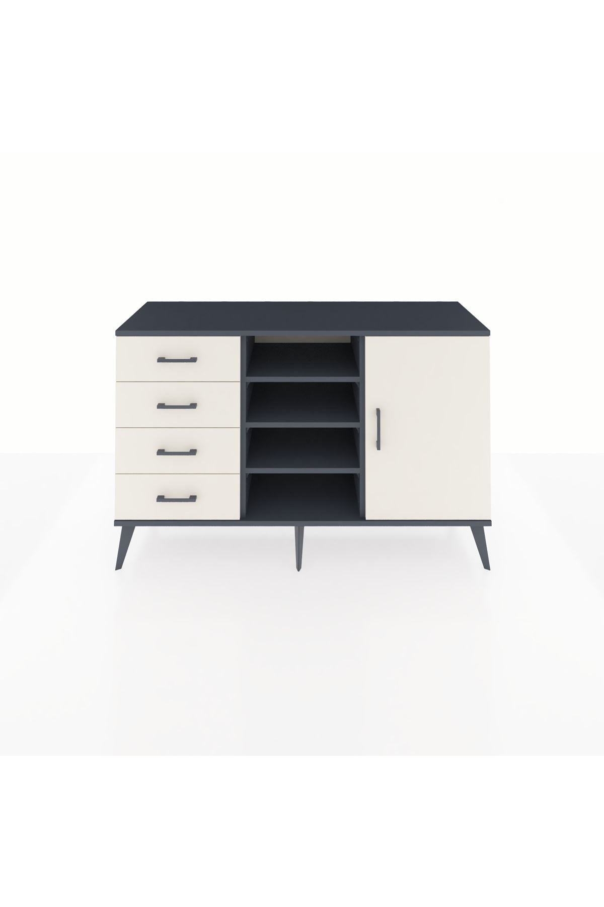 Kronos Konsol 4 Raflı 4 Çekmeceli Tek Kapaklı 132x59x83 - S606M027V13C
