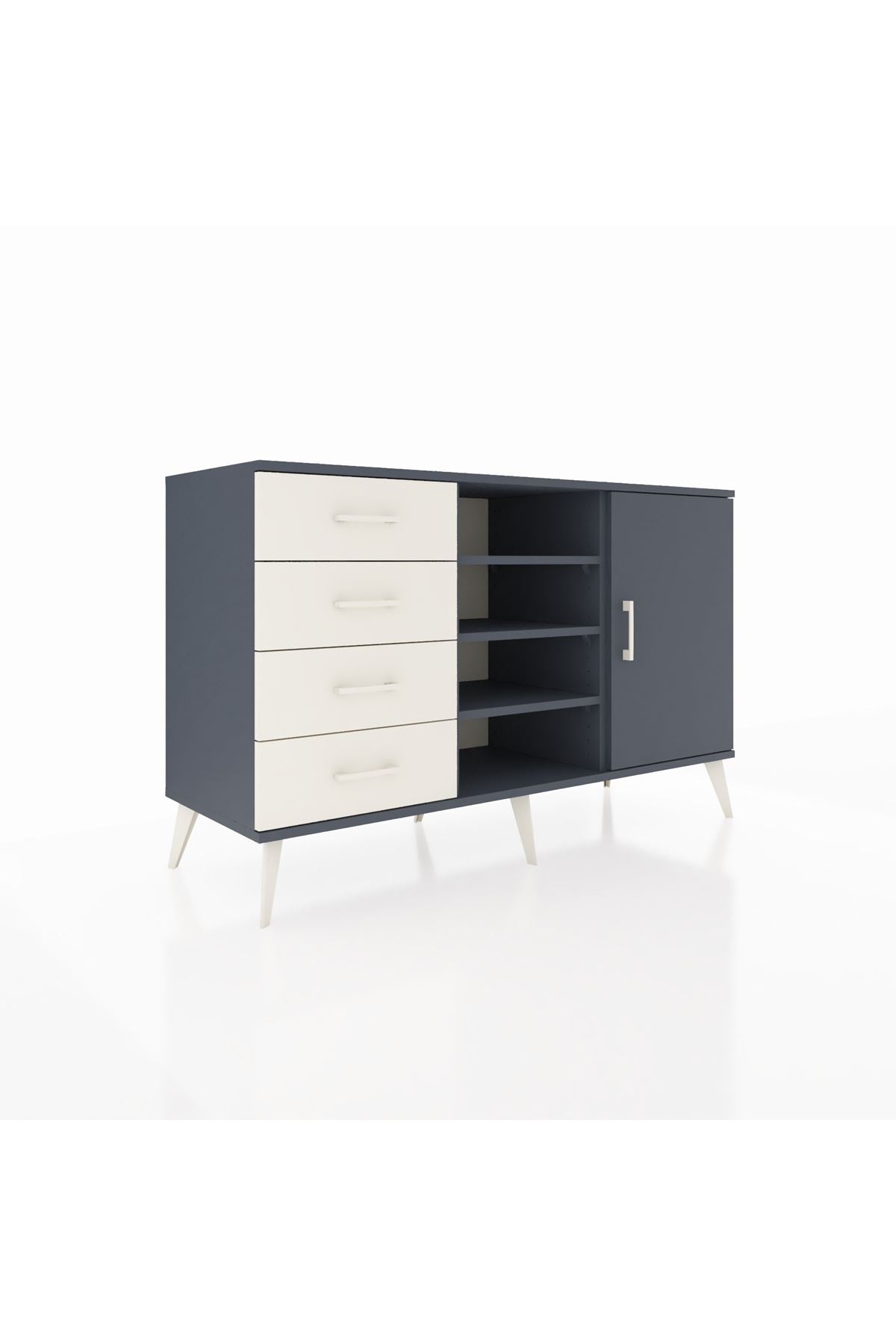 Kronos Konsol 4 Raflı 4 Çekmeceli Tek Kapaklı 132x59x83 - S606M027V16C