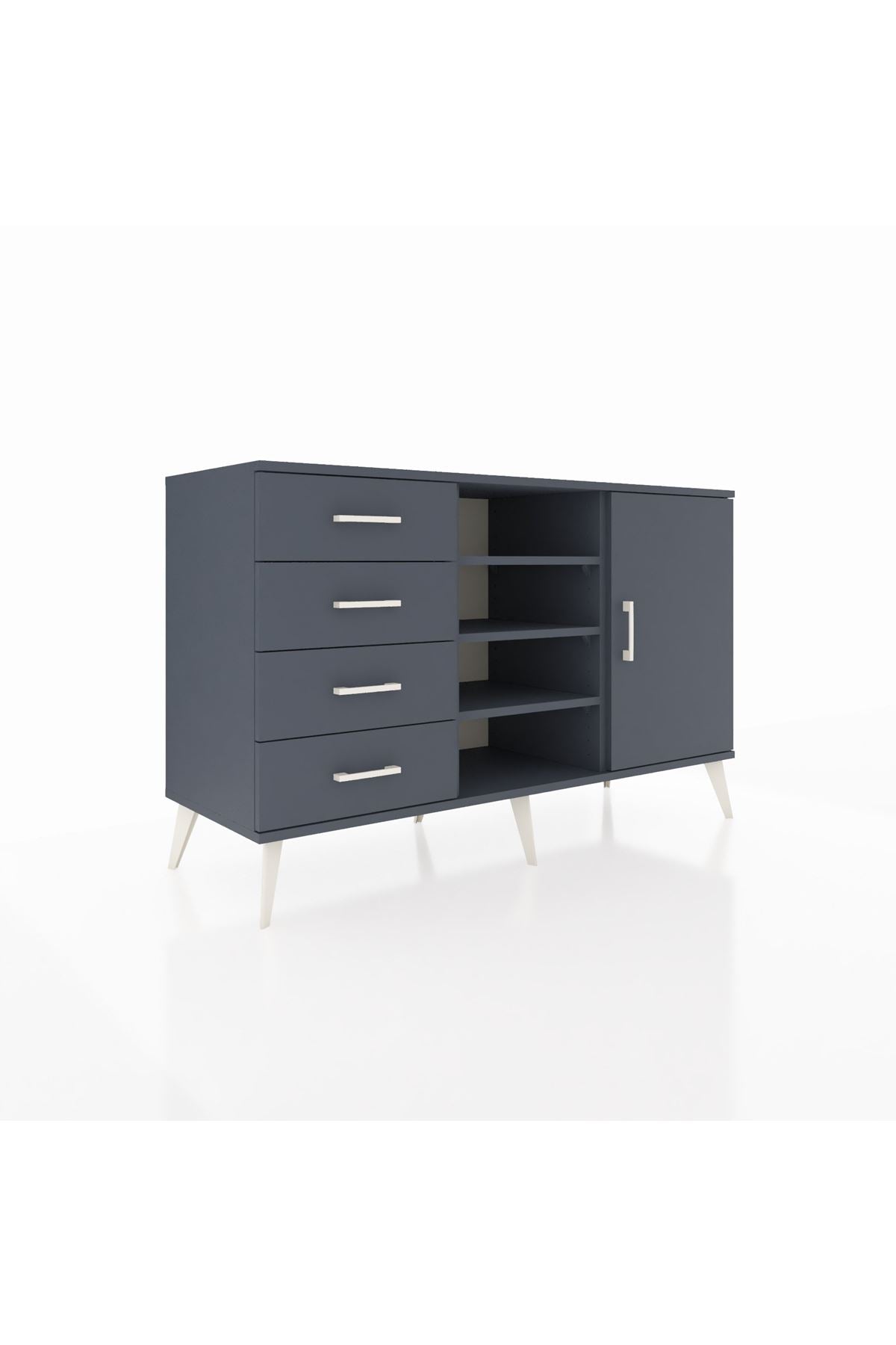 Kronos Konsol 4 Raflı 4 Çekmeceli Tek Kapaklı 132x59x83 - S606M027V17C